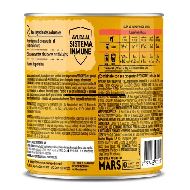 Lata Pedigree Adulto Carne | 340 gr - Imagen 2