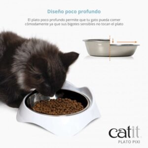 Hagen comedero / bebedero catit pixi bowl gato blanco