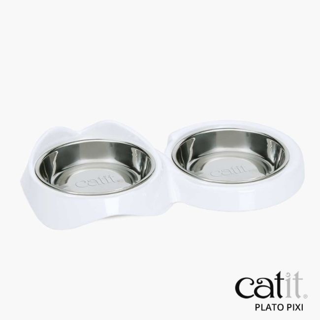 Hagen comedero / bebedero catit pixi doble bowl gato blanco