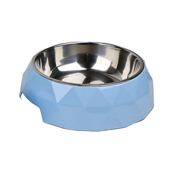 Comedero/Bebedero circular de melamina con bowl de acero inoxidable - Extra Large - Celeste