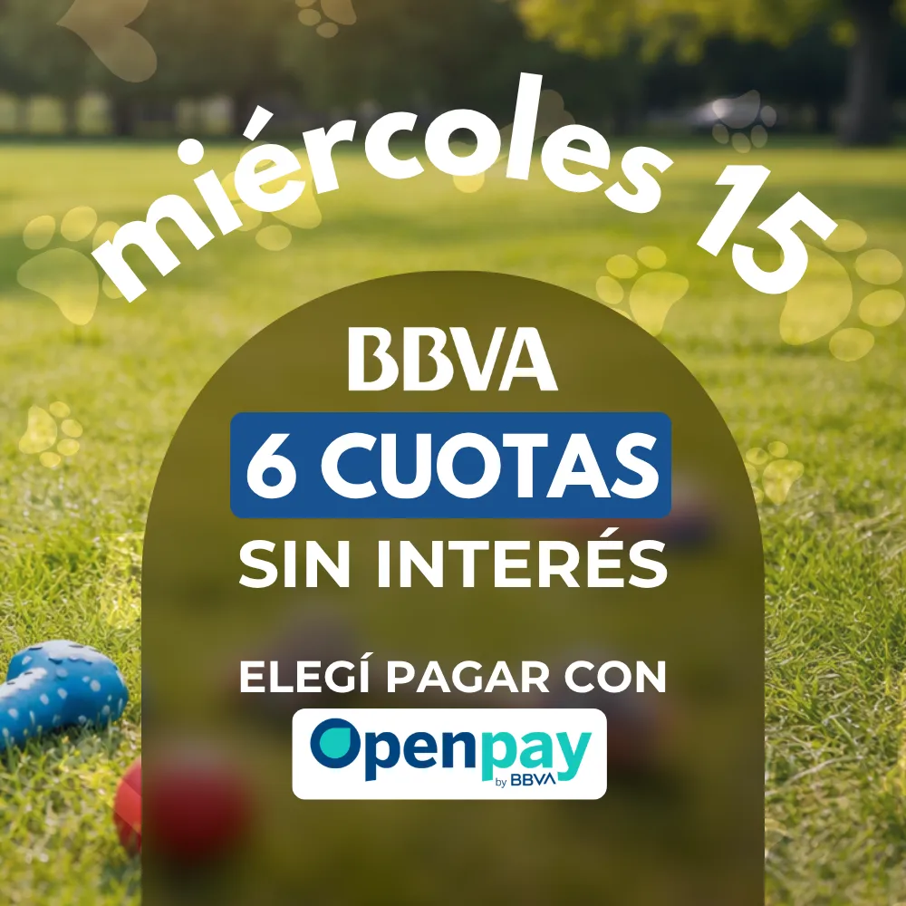 miércoles 15 de abril 6 cuotas sin interés con BBVA Openpay