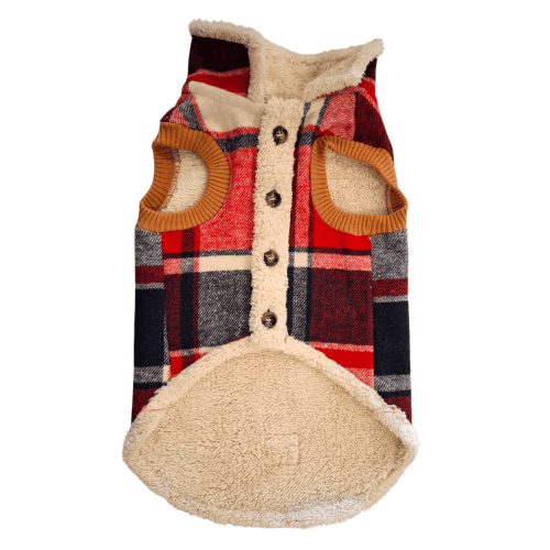 Ropita Camisaco Cuadrillé con Corderito para Perro