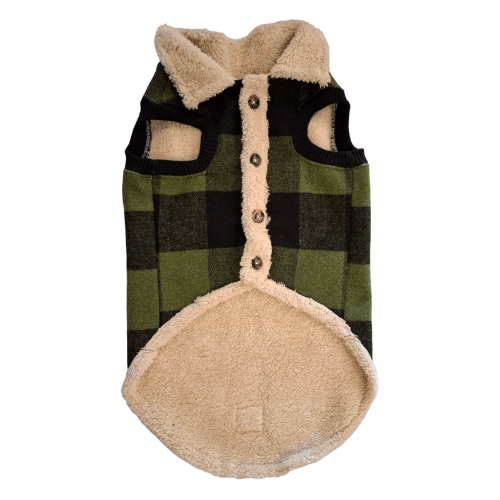 Ropita Camisaco Cuadrillé con Corderito para Perro