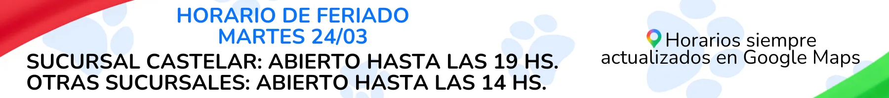 PETS CENTER horario de feriado 24 de marzo