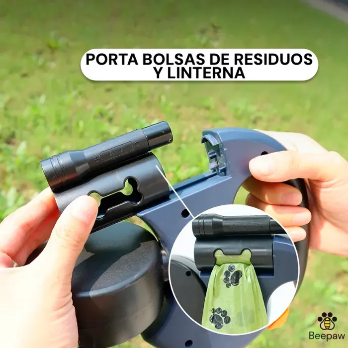 Correa Retráctil Doble con Rotación Beepaw | 3 mts | Azul o Roja