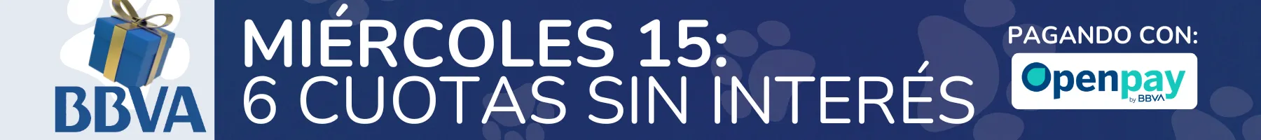 3 y 6 cuotas sin interés pagando con tarjeta de crédito del banco BBVA eligiendo Openpay Miércoles 15 de abril
