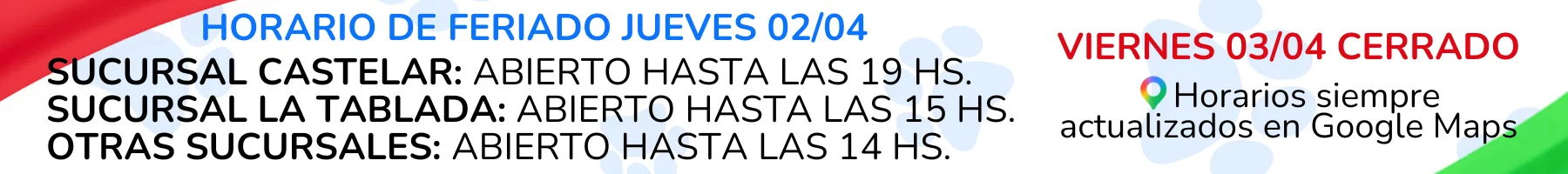 PETS CENTER horario de ferido 2 y 3 de abril pascua