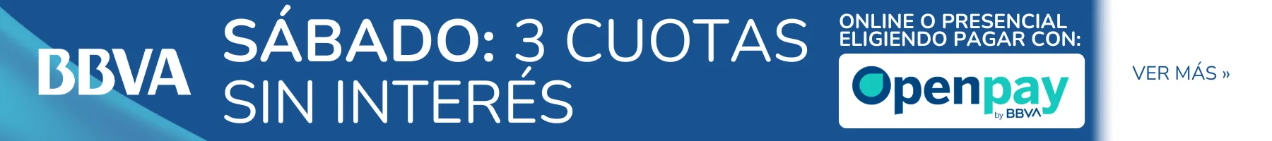 30% de reintegro martes y jueves y 3 cuotas sin interés viernes y sábados con BBVA online o presencial, eligiendo pagar con Openpay