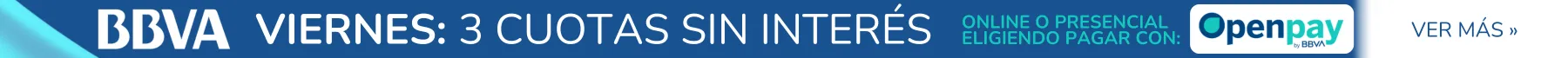 30% de reintegro martes y jueves y 3 cuotas sin interés viernes y sábados con BBVA online o presencial, eligiendo pagar con Openpay
