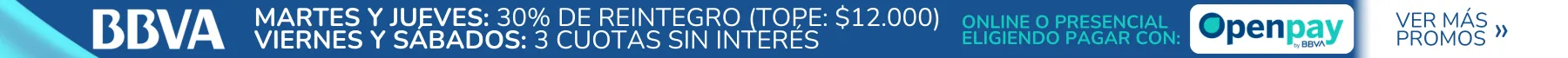 30% de reintegro martes y jueves y 3 cuotas sin interés viernes y sábados con BBVA online o presencial, eligiendo pagar con Openpay